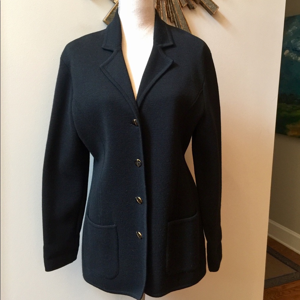 DONCASTER Designer Black Wool Sweater Jacket